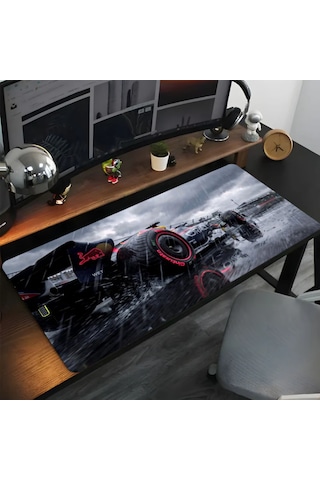 F1 Yagmur Temalı 90x40 Kaymaz Taban Mousepad 90x40cm