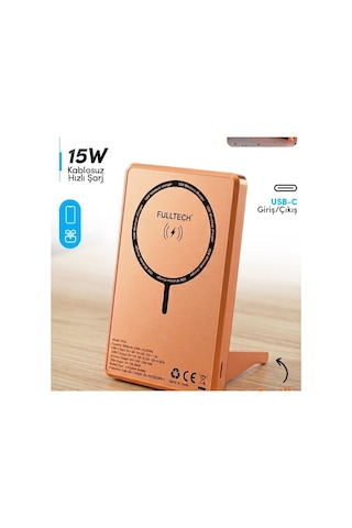 5.000mah Lcd Ekranlı Standlı Mini Powerbank 15w Hızlı Şarj, Usb-c Giriş/çıkış, Telefon Tutuculu-1657 Siyah
