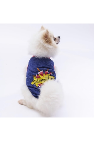 Pawstar Lacivert Summer Time Kedi Köpek Tişörtü Kıyafeti