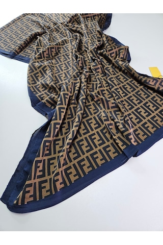 Miorel Scarfs F Desen İthal Vual İpek Şal Aksesuar Fular Silk Scarfs Shawl Hijab Kahverengi