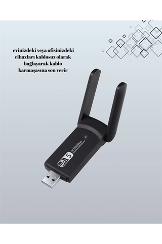 Yüksek Hızlı 1200 Mbps Çift Bant Usb Wifi Adaptör Güçlü Sinyal, Geniş Uyumluluk