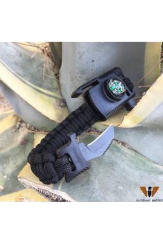 Kamp Bıçaklı Paracord Paraşüt İpi Survival Bileklik 5 Özellik 1 Arada 18 CM Çok Renkli