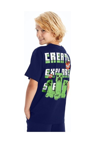 Erkek Çocuk Minecraft Şortlu Takım Lacivert