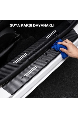 Peugeot Logolu Karbon Kapı Eşiği Koruyucu Bant Folyo 4'lü Set