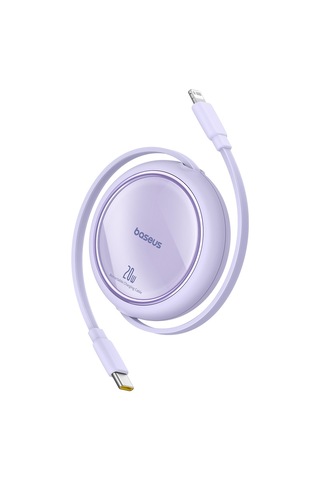 Baseus Free2pull Usb-c Lightning 20w Makaralı Hızlı Şarj Ve Data Kablosu, Mor 100 Cm