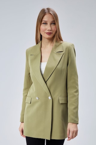 Açık Haki Oversize Dokuma Blazer Ceket Siyah