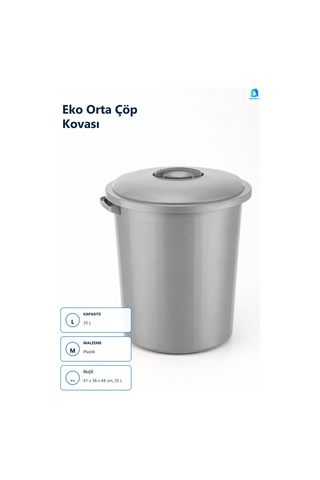 Eko Orta Çöp Kovası 35 L Plastik Banyo Çöp Kovası Çok Renkli