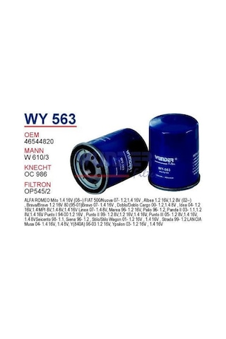WUNDER WY563 YAĞ FİLTRESİ - FiAT ALBEA 1.2 - 1.4 WUNDER WY563 YAĞ FİLTRESİ - FiAT ALBEA 1.2 - 1.4