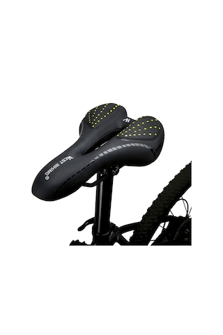 Bisiklet Sele Nefes Alabilir Pu Deri Boş Yastık Rahat Yol Mtb Bisiklet Sele Gel + Poliüretan Şok Emici Yeşil