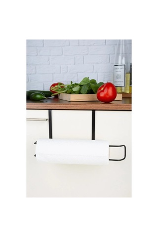 Siyah Dolap İçi Kağıt Havluluk Askı Metal, 28x13 Cm Pratik Mutfak Düzenleyici Siyah M
