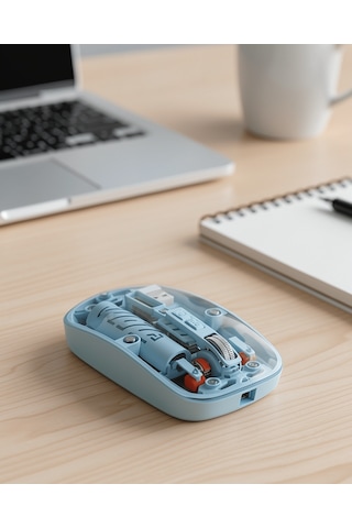 Mavi Kablosuz Mouse Bluetooth Usb Çift Mod Bağlantılı Diğer