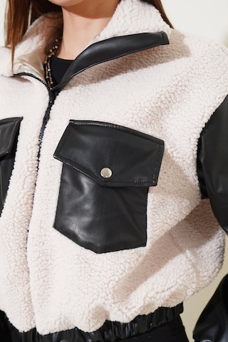 Deri Garnili Cepli Peluş Mont Siyah T1253 Siyah