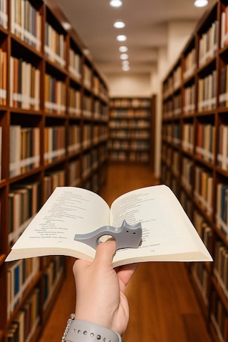 Kitap Ayracı - Sayfa Tutucu - Tek El Kitap Okuma Aparatı Kedi