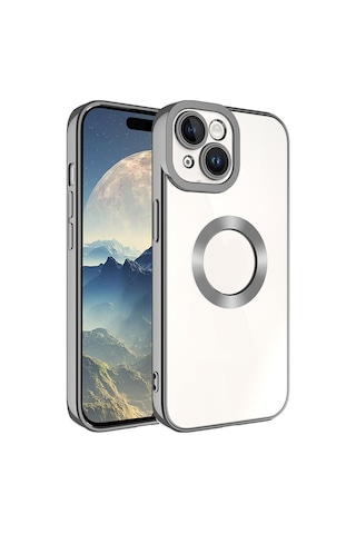 Apple Uyumlu iPhone 15 Plus Kılıf Kamera Korumalı Logo Gösteren Zore Omega Kapak