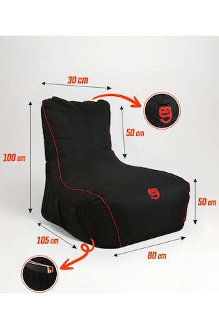 Rudu Dev Xxl Puf Oyuncu Koltuğu Lüks Puf Armut Kırmızı