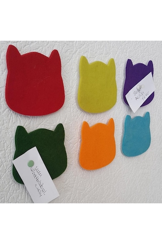 Kedi Tasarımlı Keçe Panolar Arkası Yapışkanlı 6 Adet Renkli Set