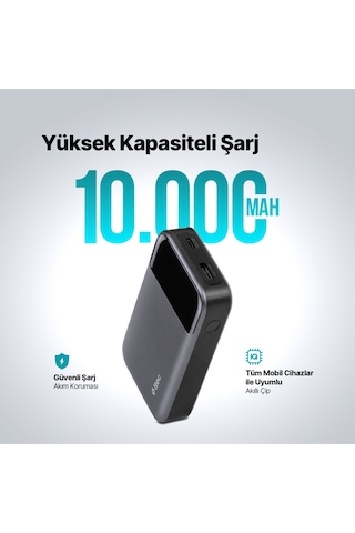 Ttec 2BB214 Recharger Pro LCD 10.000 mAh PD 30W Taşınabilir Hızlı Şarj Aleti/Powerbank