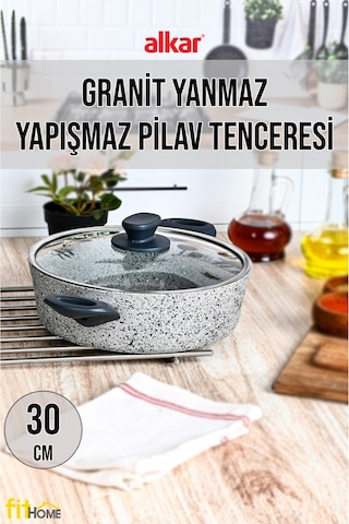 Granit Yanmaz Yapışmaz Yakamoz Model Pilav Tenceresi 30 Cm