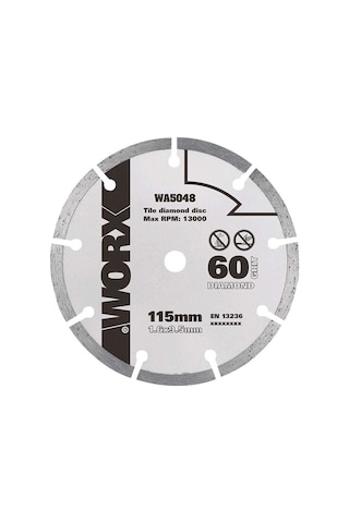 Worx Wa5048 115x9,5mm Fayans, Seramik, Mermer Kesme Soketli Elmas Daire Testere Bıçağı Fr Wa5048