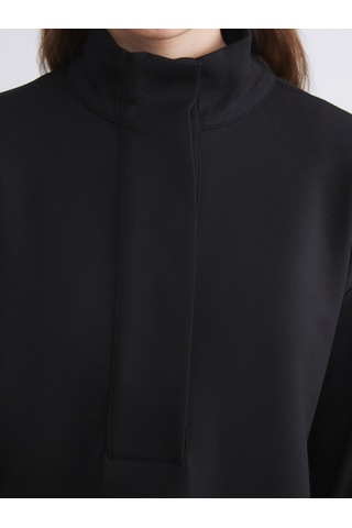 Lcw Modest Siyah Dik Yaka Oversize Kadın Sweatshirt Tunik
