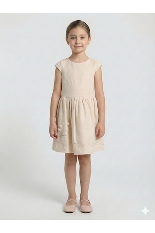 Xo Kids Kız Çocuk Elbise + Bolero 5-8 Yaş 52143 Bej