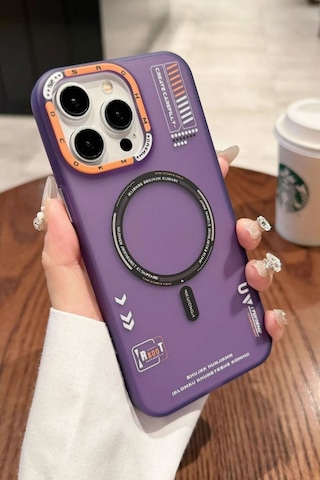Apple Uyumlu iPhone Akfa 15 Vector Serisi Magsafe Premium Telefon Kılıfı Mor