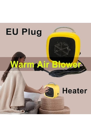 Trendooze Mini Masaüstü Fan Isıtıcı Düğme Anahtarı Saplı Ev Isıtıcı 10cm Beyaz