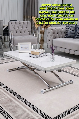 Juppo Üst Tabla Mdf Beyaz Oval Köşe Alt Krom Dışa K