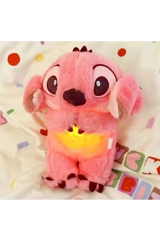 Stich Uyku Arkadaşı Peluş 25 Cm Işıklı Ve Sesli Sevimli Peluş Oyuncak Pembe