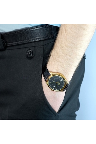 Q&q Ca04j115y Siyah Gold Rakamlı Takvimli Erkek Kol Saati
