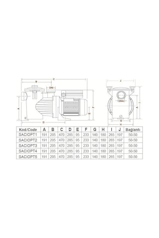 Saci Optima Havuz Pompası 0.50 Hp 220 Volt