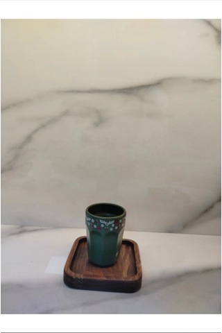 Ahşap Sunumluk Fincan Seti Yeşil