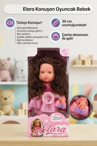 Kumral Elara Türkçe Konuşan 35cm Kafası Kolları Ve Bacakları Et Gövdesi Sert Plastik Oyuncak Bebek 78557775