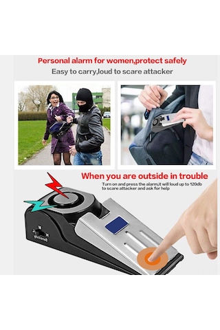 Konesam 3'lü Kilitli Kapı Engeli Alarm Seti - Titreşim Sensörlü, Kablosuz, 120 Db, Ev/ofis/otel Güvenliği, Taşınabilir, Kolay Kullanım