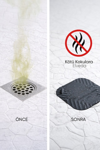 Siyah Kare Ve Siyah Evye Silikon Gider Kapağı 2'li Set Koku Önleyici Banyo Mutfak Gider Tıkacı