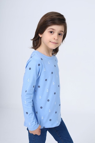Toontoy Kids Toontoy Erkek Çocuk Baskılı Bisiklet Yaka Uzun Kollu Tişört Mavi