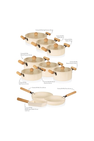 The Mia Cucina Di Mia İndüksiyon Tabanlı Seramik Tencere Seti 17 Parça Çok Renkli