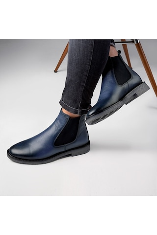 Ducavelli Edinburg Hakiki Deri Kaydırmaz Taban Chelsea Günlük Bot Lacivert
