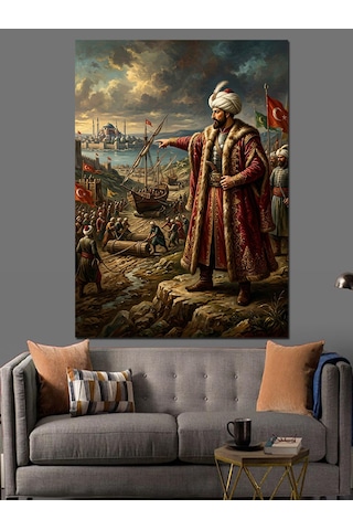 Fatih Sultan Mehmet Tablosu Dekoratif Kanvas - Mdf Ahşap Tablo