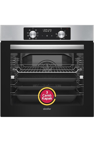 Simfer 10 Fonksiyon Airfry Plus Inox 3'lü Ankastre Set (8210 Fırın + 3653 Ocak + 8738 Davlumbaz)