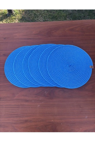 6 Lı Yuvarlak Supla Takımı Kolay Temizlenebilir, Modern Sofralar İçin Lacivert