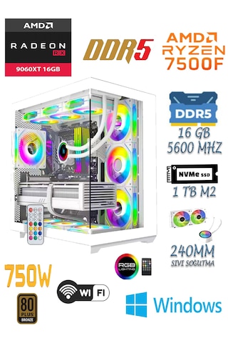 Apphirex Prime 95W R5-7500F 16 GB 1 TB SSD 16 GB RTX5060  W11P Masaüstü Oyuncu Bilgisayarı