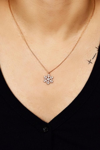 Zirkon Taşlı Rose Kar Tanesi Gümüş Kolye
