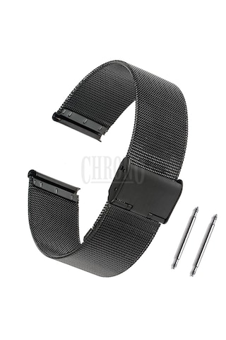 Saatse 18mm Siyah Hasır Paslanmaz Çelik Saat Kordonu Chr412