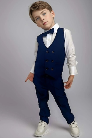 Riccotarz Erkek Bebek Takım Elbise Lacivert Yelekli Alt Üst Takım 001
