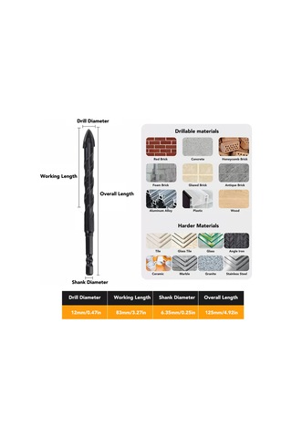 Yifomall Yüksek Kaliteli 7'li Karbür Uçlu Seramik Matkap Ucu Seti, Hex Tasarım, 4 Oluklu, Taşınabilir Saklama Kutusu