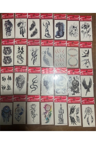 Airbrush Tattoo Minimal Yapıştırma Geçici Dövme Seti 30'lu Seri6