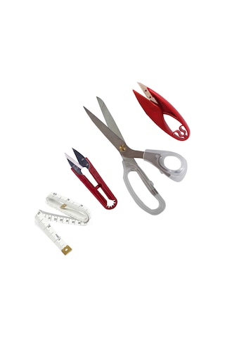 20 Cm Plastik Saplı Kumaş Kesim İplik Temizleme Makası Set