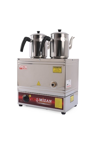 Çift Demlikli Elektrikli Pleytsiz 20 Lt. Çay Kazanı-2 Adet Çelik Demlik Hediye-mc216 Çay Ocağı