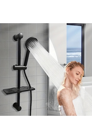 Fastbuy Challenger Simli Takım Elbise: Paslanmaz 5 Fonksiyonlu Duş Başlığı Seti, Ayarlanabilir Yükseklik, 59'' Hortum & Raf